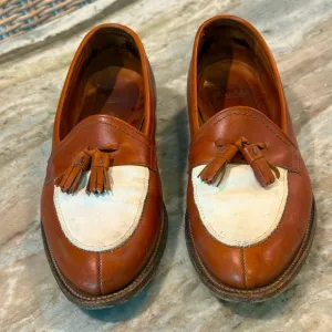 Men’s ALDEN Brown/White leather tassel loafers- Size 10