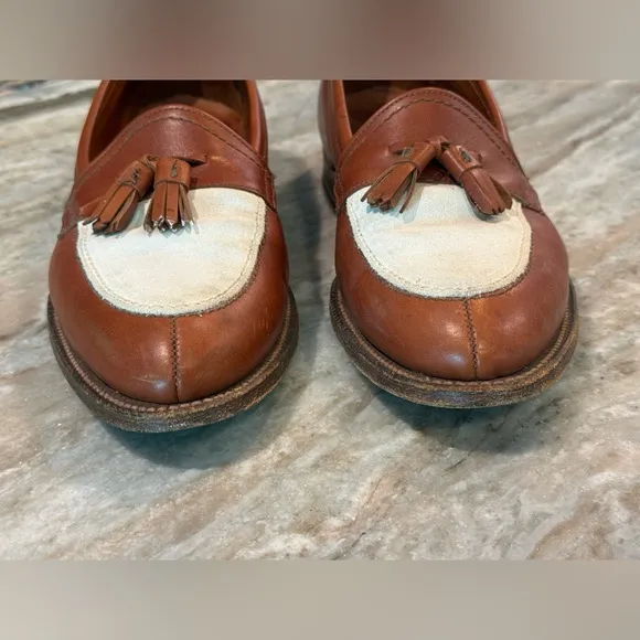 Men’s ALDEN Brown/White leather tassel loafers- Size 10