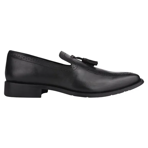 MEN'S Black Tassel Loafer Leather Tassels Shoes