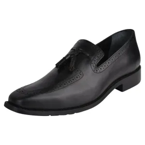 MEN'S Black Tassel Loafer Leather Tassels Shoes