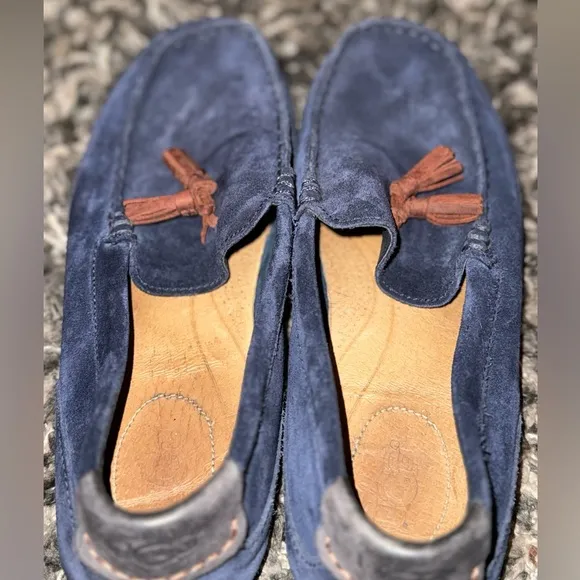 Men's Blue Suede Loafers with Tassels
