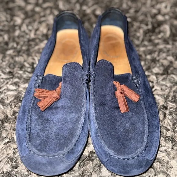Men's Blue Suede Loafers with Tassels
