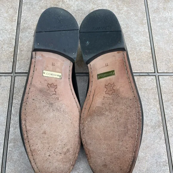 Mens Brass Boot Black Leather Slip-On Tassel Loafers 11 Hand Made