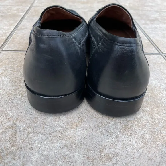 Mens Brass Boot Black Leather Slip-On Tassel Loafers 11 Hand Made