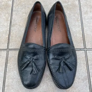Mens Brass Boot Black Leather Slip-On Tassel Loafers 11 Hand Made
