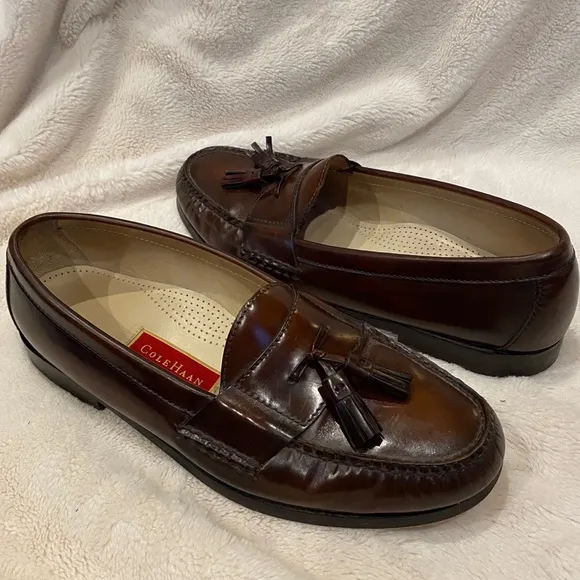 Men's Cole Haan City Pinch Slip-on HandSewn Leather Tassel Loafers Size 11 E EUC