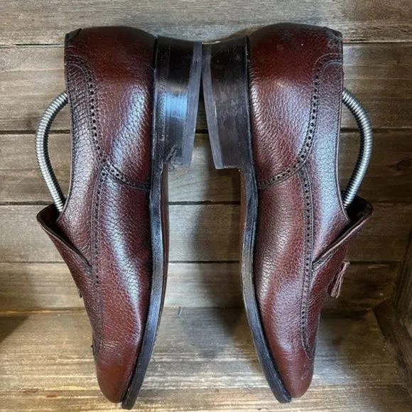 Mens Florsheim Made in USA Brown Leather Wingtip Tasseled Loafers Shoes 11 C GUC