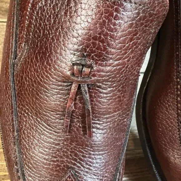 Mens Florsheim Made in USA Brown Leather Wingtip Tasseled Loafers Shoes 11 C GUC