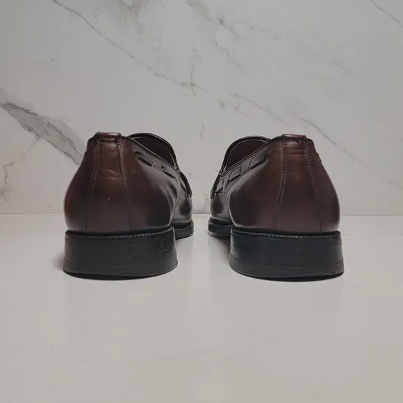 Men's kilt tassels leather Almond Toe loafers Size 11