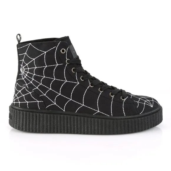 Mens Spider Web High Top Goth Platform Creeper Sneakers