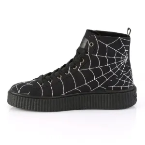 Mens Spider Web High Top Goth Platform Creeper Sneakers