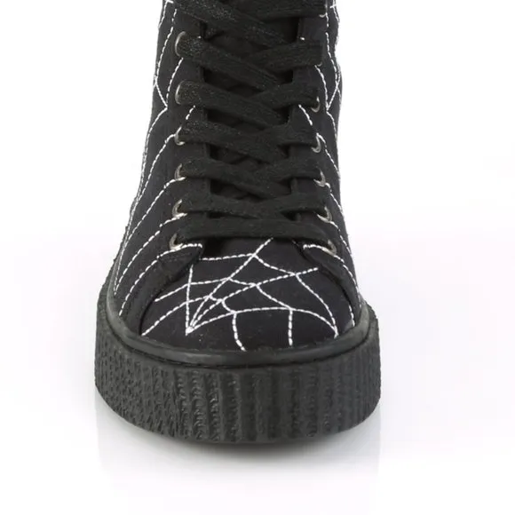 Mens Spider Web High Top Goth Platform Creeper Sneakers