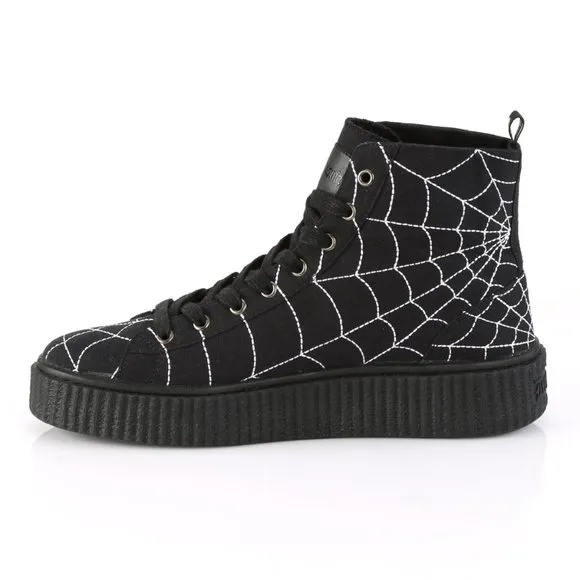 Mens Spider Web High Top Goth Platform Creeper Sneakers