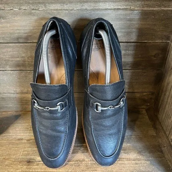 Mens Warfield Grand Black Pebbled Leather Horsebit Slip On Loafers Size 9‎ M GUC