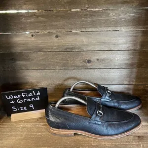 Mens Warfield Grand Black Pebbled Leather Horsebit Slip On Loafers Size 9‎ M GUC