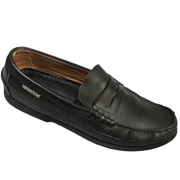 Mephisto Air Reflex Spinnaker Black Leather Loafers US 10 Pls read description