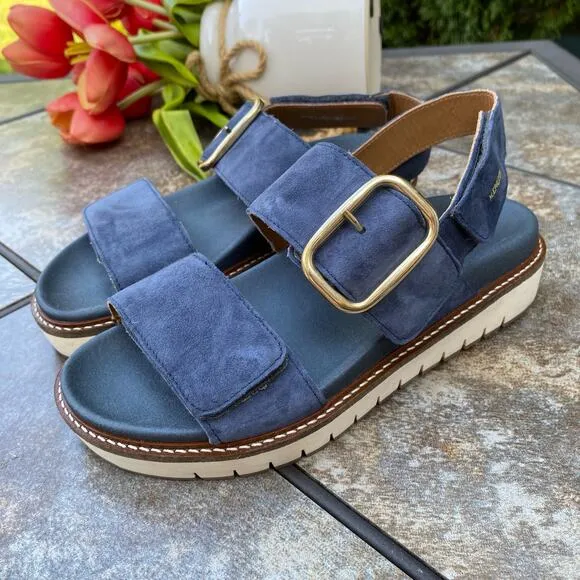 MEPHISTO Blue Leather Suede Belona Sandals Size 36