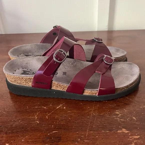 Mephisto Burgundy Strappy Sandals with Buckles size 38 (7)