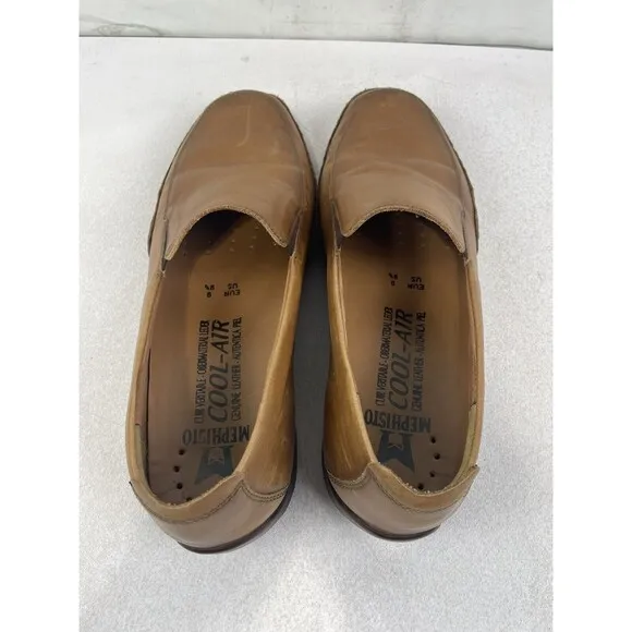Mephisto Edlef Men's Brown Leather Cool-Air Slip-On Moccasin Loafers Size 9.5