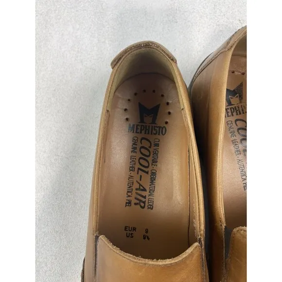Mephisto Edlef Men's Brown Leather Cool-Air Slip-On Moccasin Loafers Size 9.5