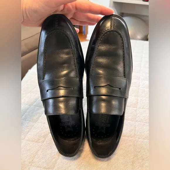 MEPHISTO Mens Sz 9 Kurtis Black Leather Slip On Loafers Orig $389 Excellent Cond
