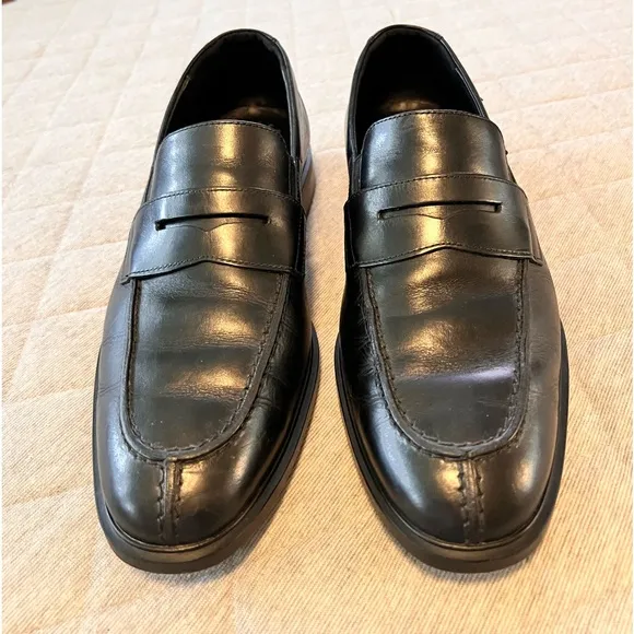 MEPHISTO Mens Sz 9 Kurtis Black Leather Slip On Loafers Orig $389 Excellent Cond