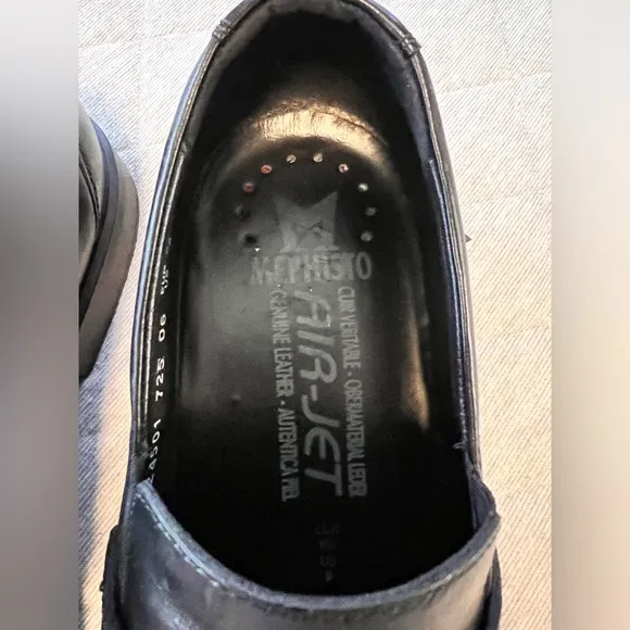 MEPHISTO Mens Sz 9 Kurtis Black Leather Slip On Loafers Orig $389 Excellent Cond