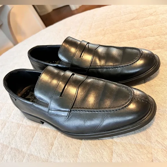 MEPHISTO Mens Sz 9 Kurtis Black Leather Slip On Loafers Orig $389 Excellent Cond