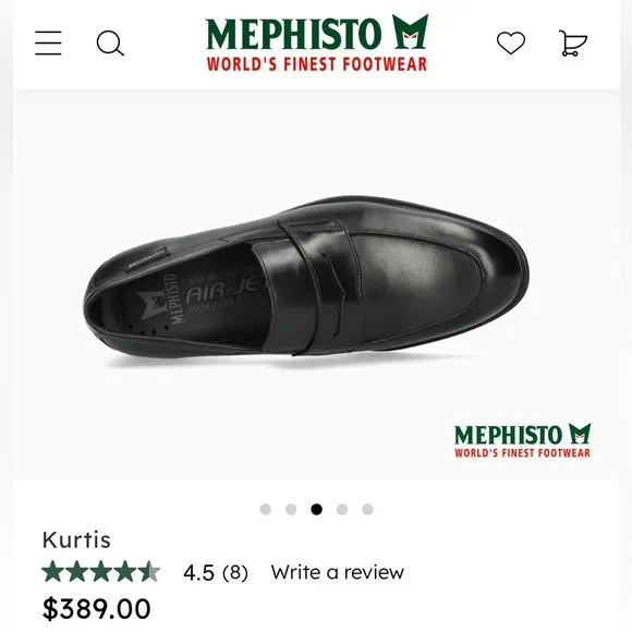 MEPHISTO Mens Sz 9 Kurtis Black Leather Slip On Loafers Orig $389 Excellent Cond