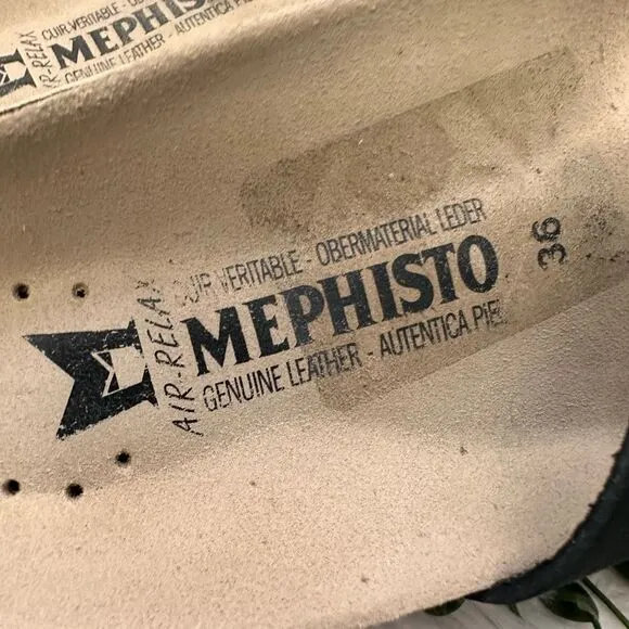Mephisto open Toe Strappy Buckle Slide Cork Sandals Black Suede sz 36 /US 6 NEW