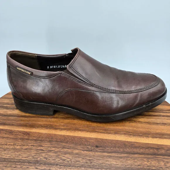 Mephisto Salvatore Loafers Men's 9.5 Dark Brown Leather Slip On Casual Shoes