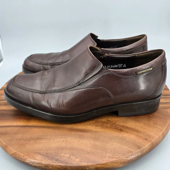 Mephisto Salvatore Loafers Men's 9.5 Dark Brown Leather Slip On Casual Shoes