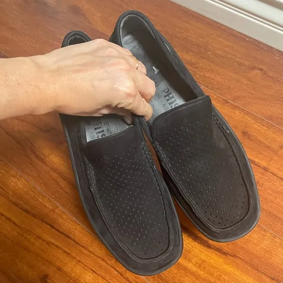 Mephisto suede leather loafers slip on black Rare
