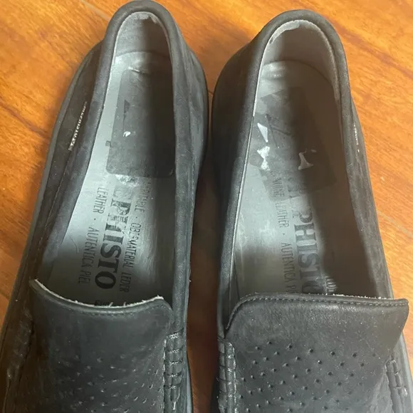 Mephisto suede leather loafers slip on black Rare