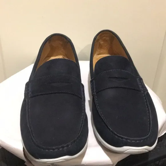 Mercanti Fiorentini mens Navy Suede slip on Loafers made in Brazil size 10