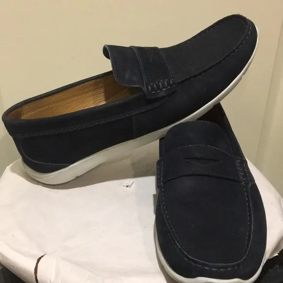 Mercanti Fiorentini mens Navy Suede slip on Loafers made in Brazil size 10