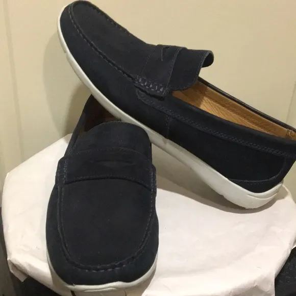 Mercanti Fiorentini mens Navy Suede slip on Loafers made in Brazil size 10