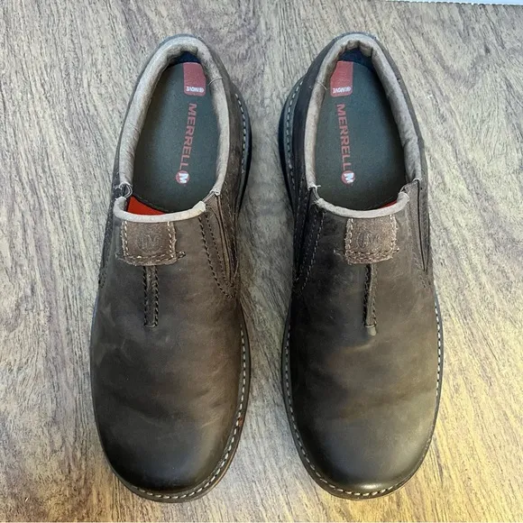 Merrell Chocolate Brown Slip On Leather Loafers Size 7