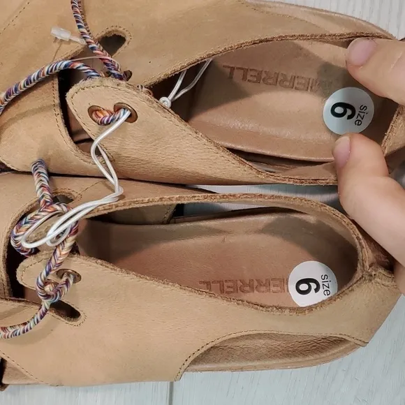 Merrell Woman Roam Cross Comfort Leather Platform Sandals shoes sz 6
