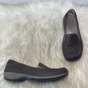 Merrell Espresso Brown Leather Square Toe Slip On Loafers Sz 8