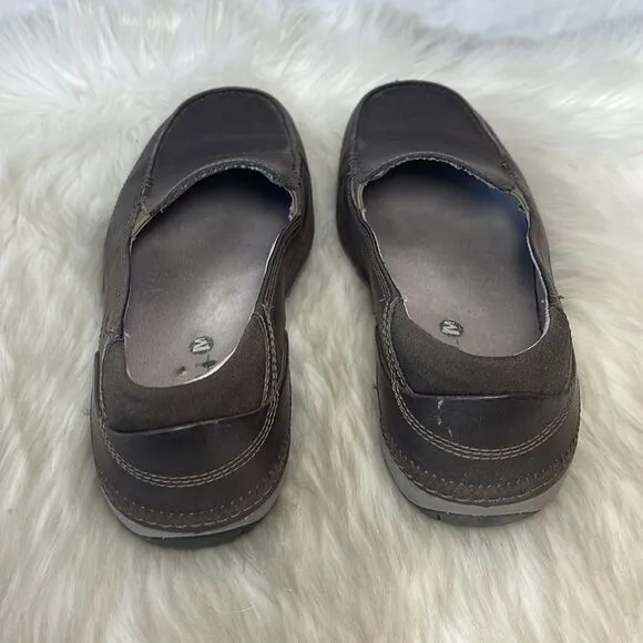 Merrell Espresso Brown Leather Square Toe Slip On Loafers Sz 8