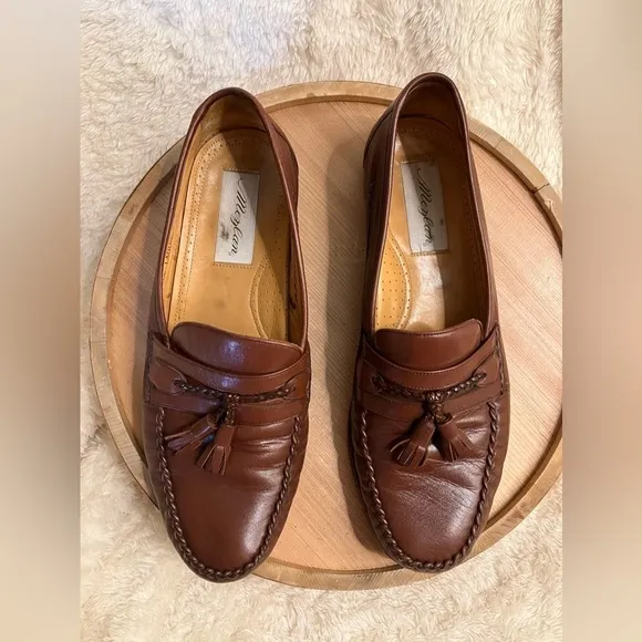 Mezlan Men’s Dress Shoes Tassels Slip-On Leather Loafers Size 10.5