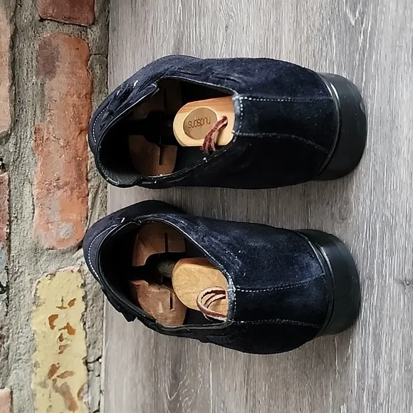 Mezlan Mens Midnight Blue White Stitch Detail Suede Loafers with Tassels Sz 10M