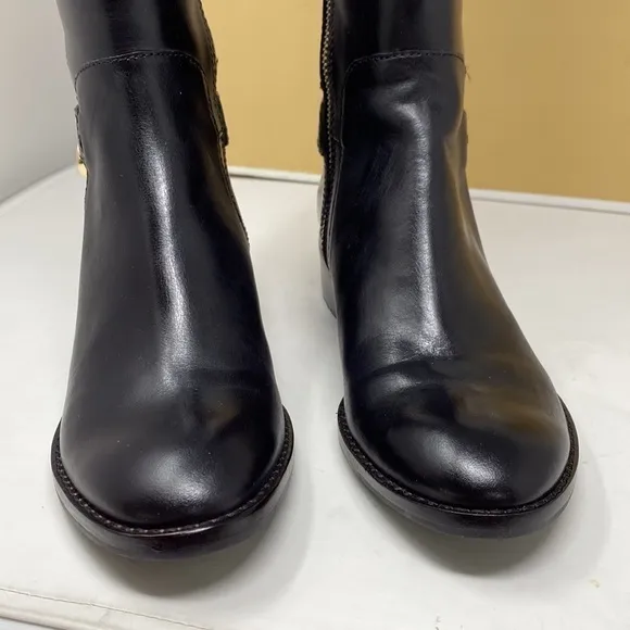 Michael Kors Black Leather Hamilton Stretch Boots size 5.5 NEW