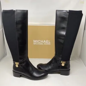 Michael Kors Black Leather Hamilton Stretch Boots size 5.5 NEW