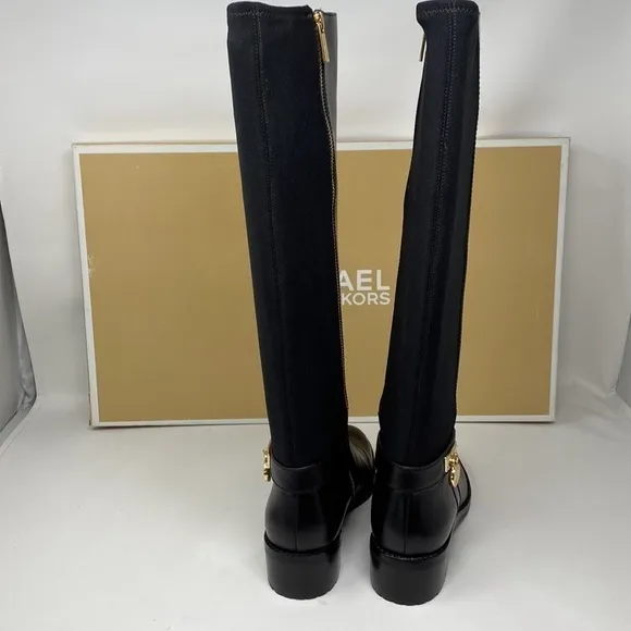 Michael Kors Black Leather Hamilton Stretch Boots size 5.5 NEW
