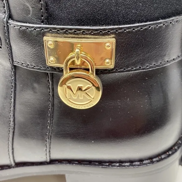 Michael Kors Black Leather Hamilton Stretch Boots size 5.5 NEW