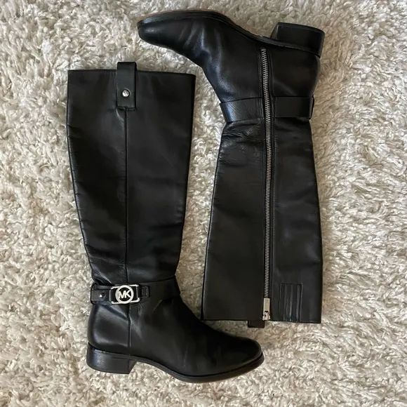Michael Kors Black Leather Riding Boots