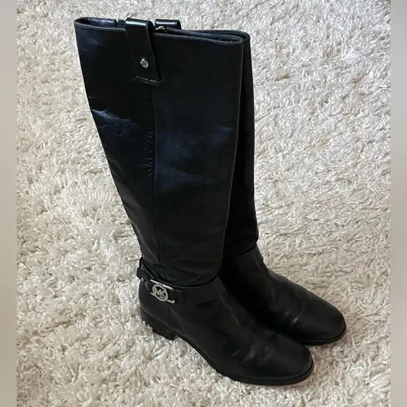 Michael Kors Black Leather Riding Boots