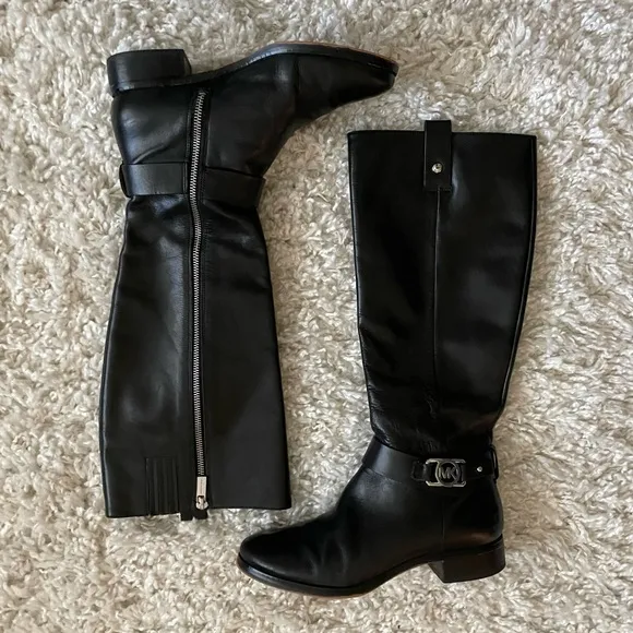 Michael Kors Black Leather Riding Boots